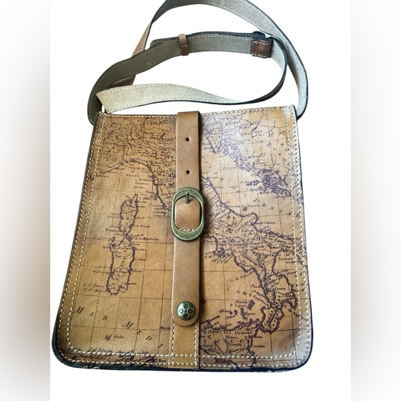 Patricia Nash Signature Map Venenzia Brown Leather Pouch Crossbody Bag - Picture 7 of 13